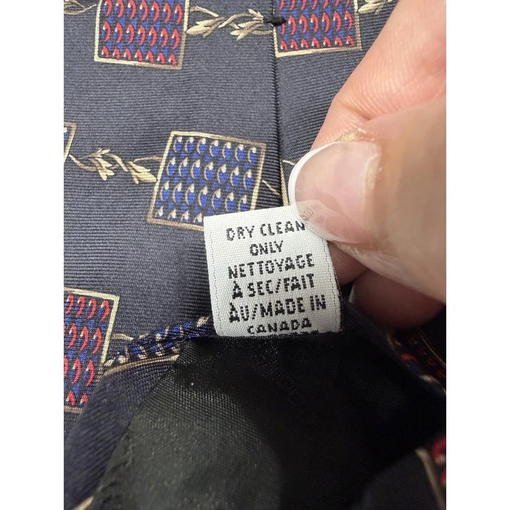 Christian Dior Tie Mens One‎ Size Black 100% Silk Geometric Designer Necktie
